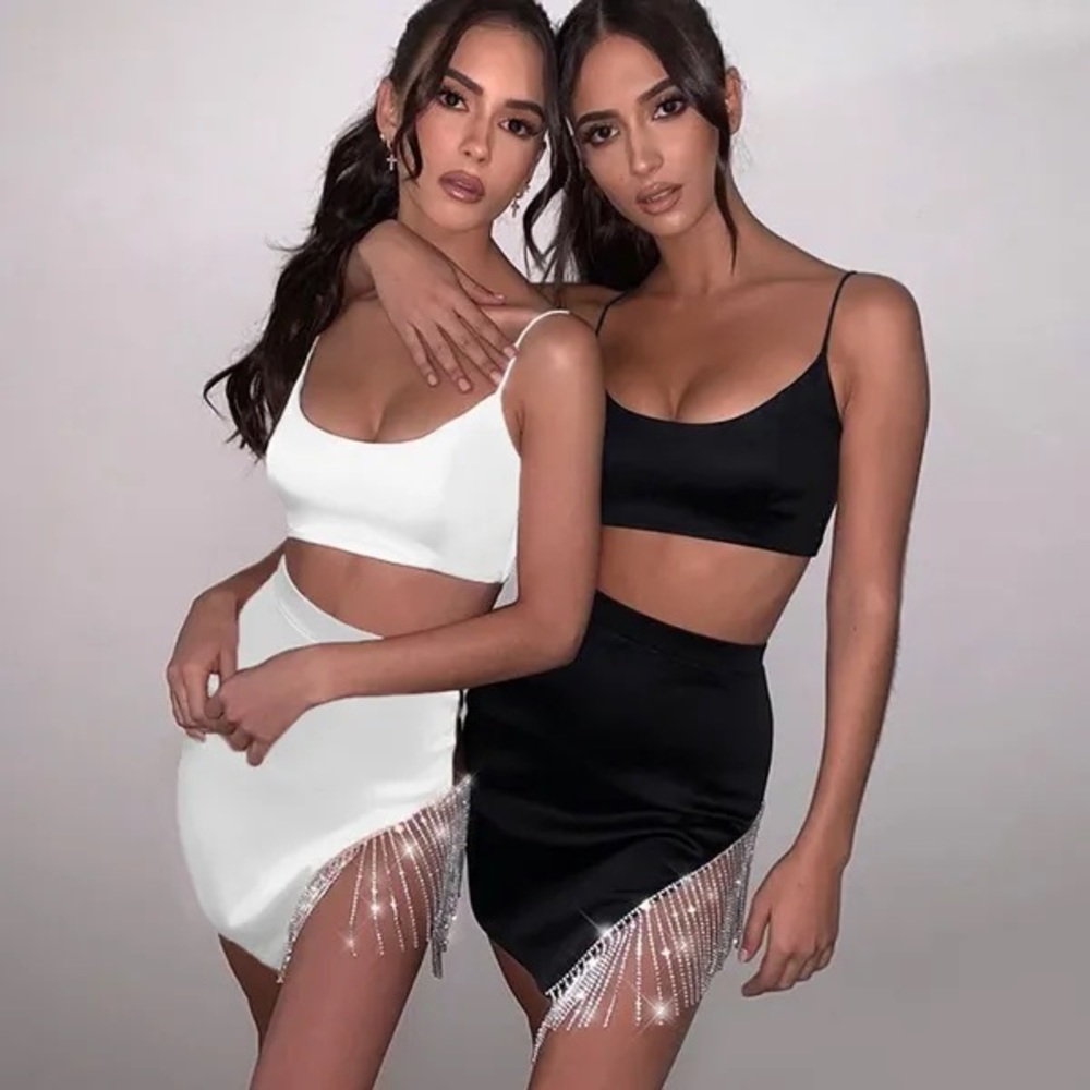 SHEIN Black and White Mini Skirt Set